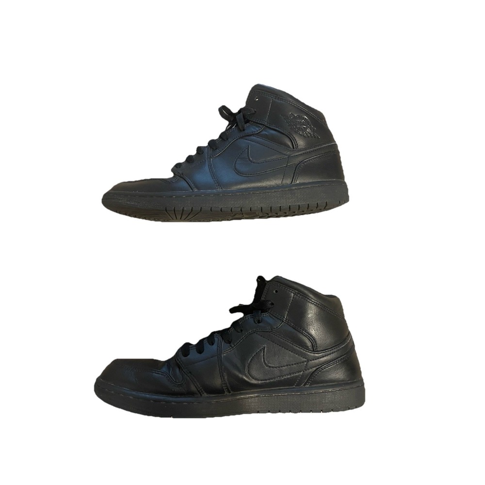 Nike Air Jordan 1 Mid Triple Black 554724-030 Men's Basketball Sneakers Size 11